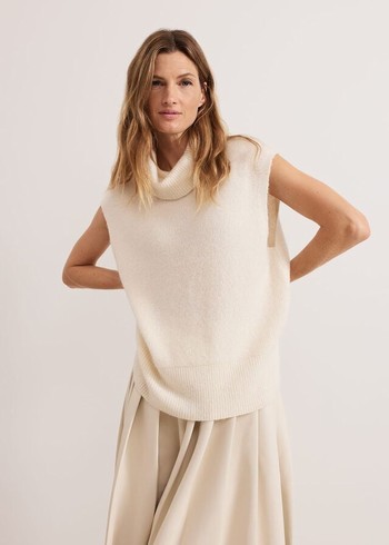 Phase Eight Ginny Ivory Cowl Neck Tabard Knitwear White Canada | KOCATY-349